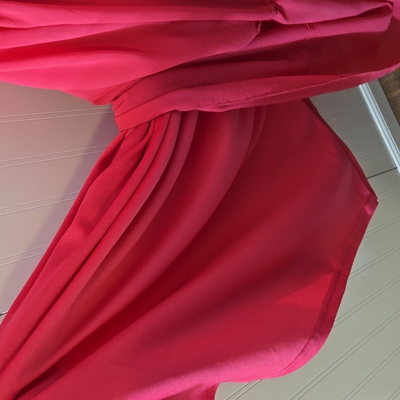 Perfectly Priscilla Magenta Pink Maxi Sheer Ruffle Sleeve Tie Waist Size 1X - Picture 7 of 10